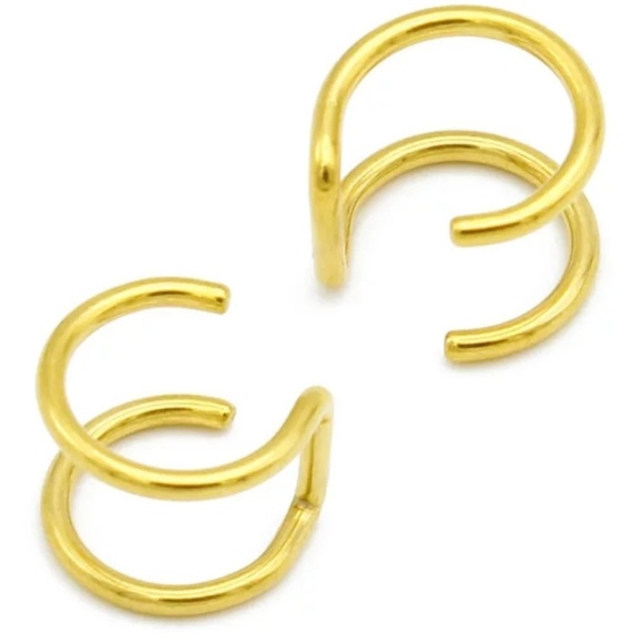 Pair of Double Ear Cuff Clip Earnings Blue - Picture 2 of 7